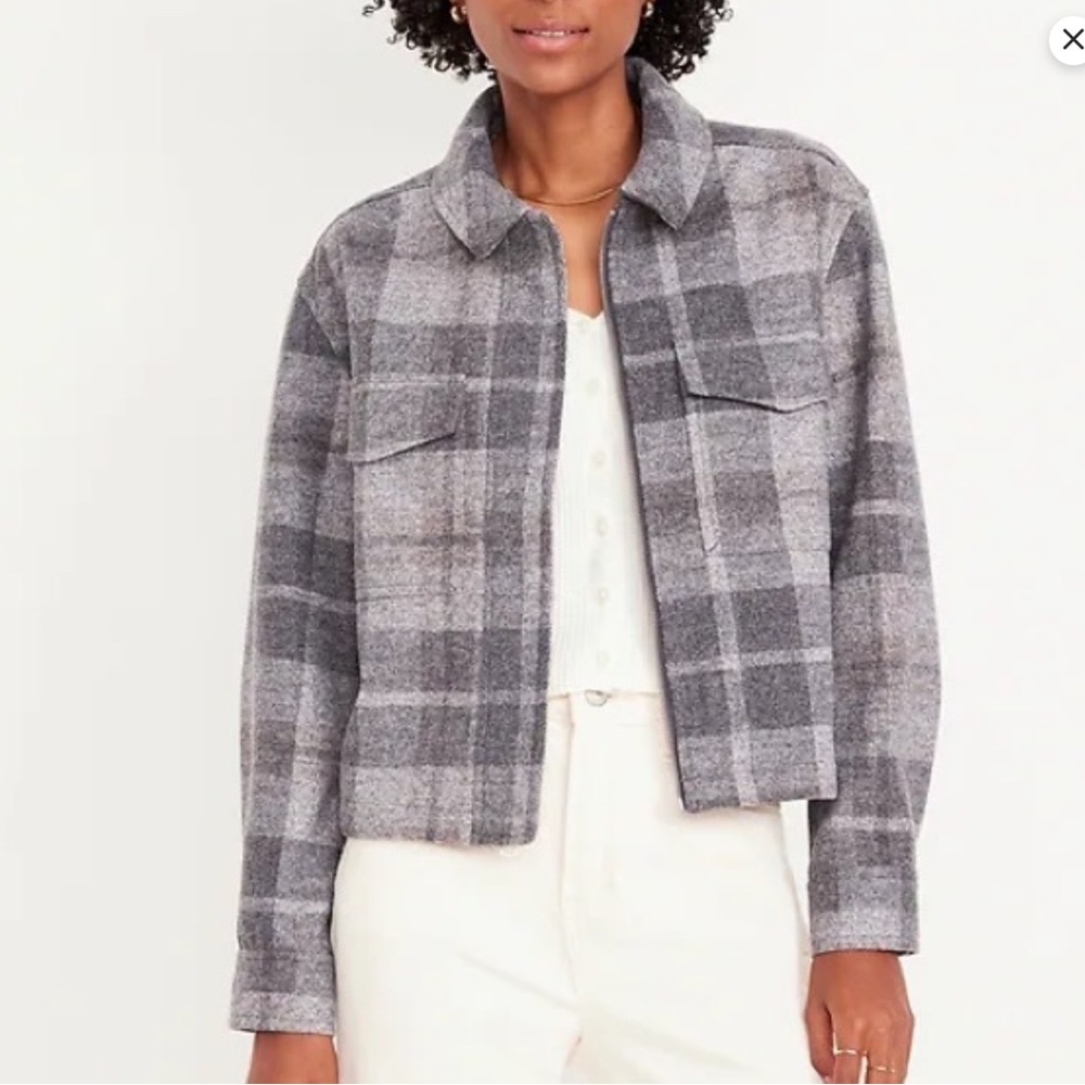 Old Navy Plaid Gray Women's Jacket